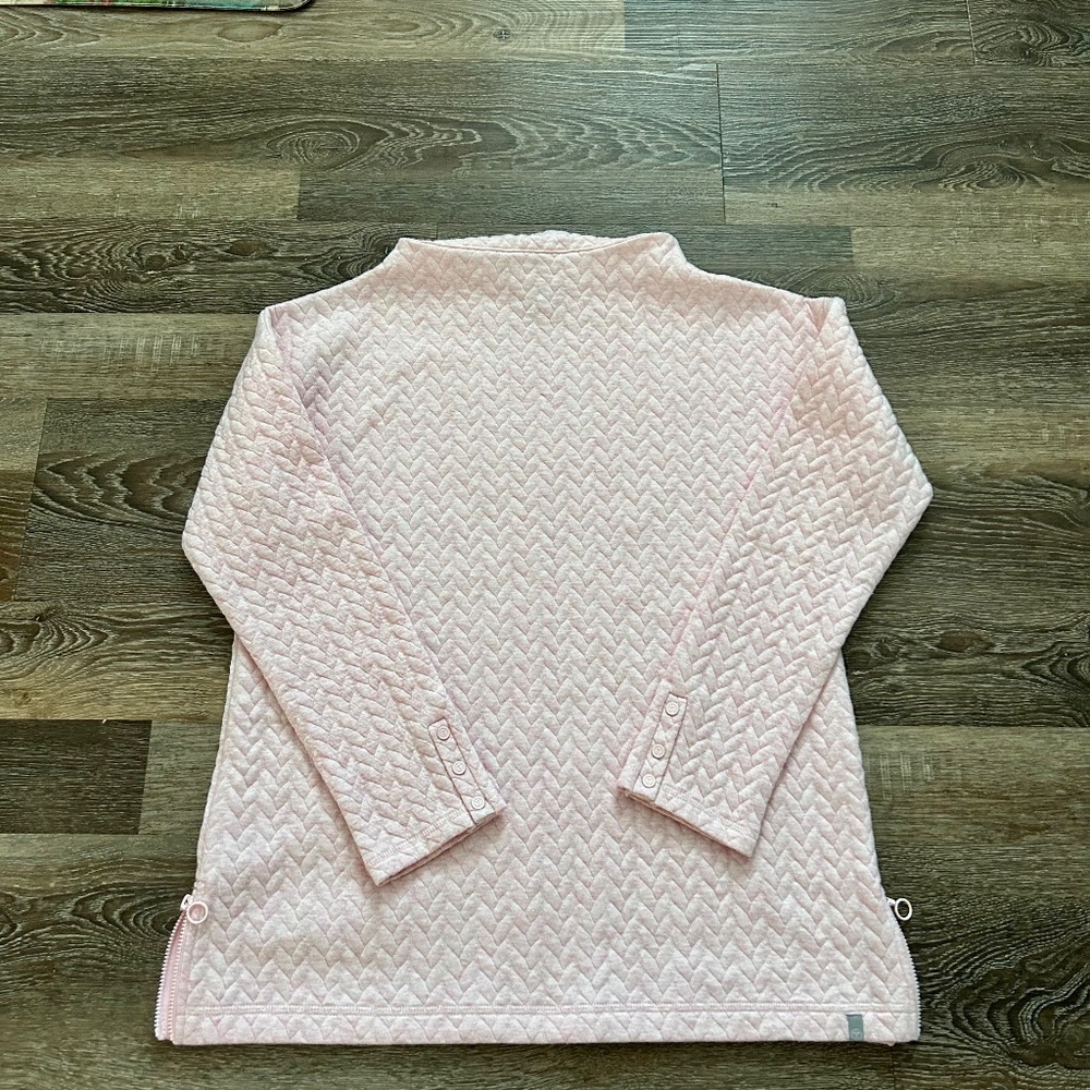 T by Talbots Women’s XS Quilted Jacquard Pullover Lurex Pink Mockneck